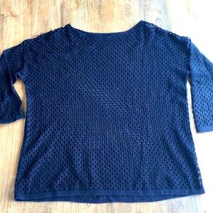 Jarbo black pointelle cotton cashmere sweater
